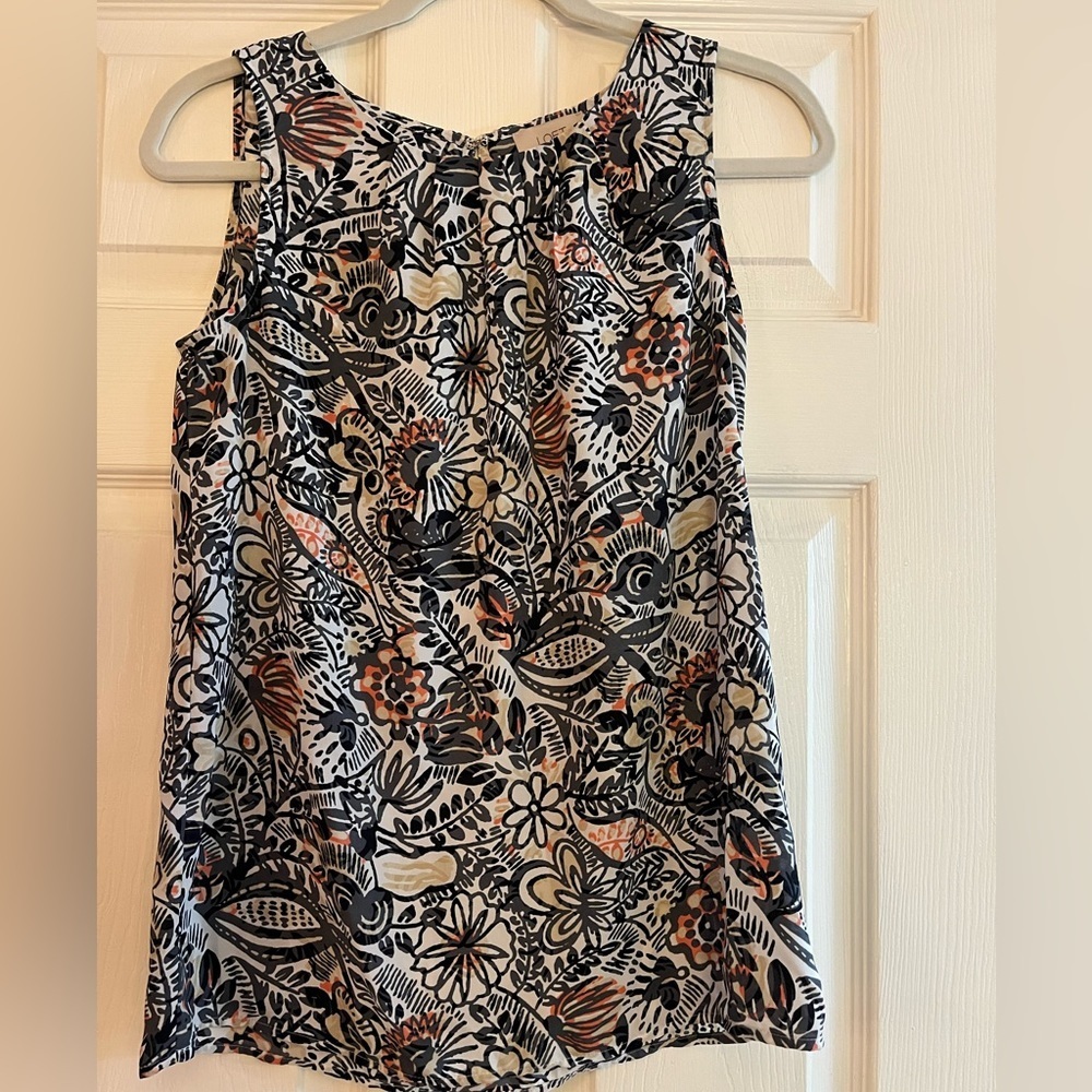 Loft/women’s blouse, size XS, black, gray, orange and beige colors